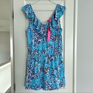 Lilly Pulitzer Alissa Romper Aqua Spritz, Size XS, NWT
